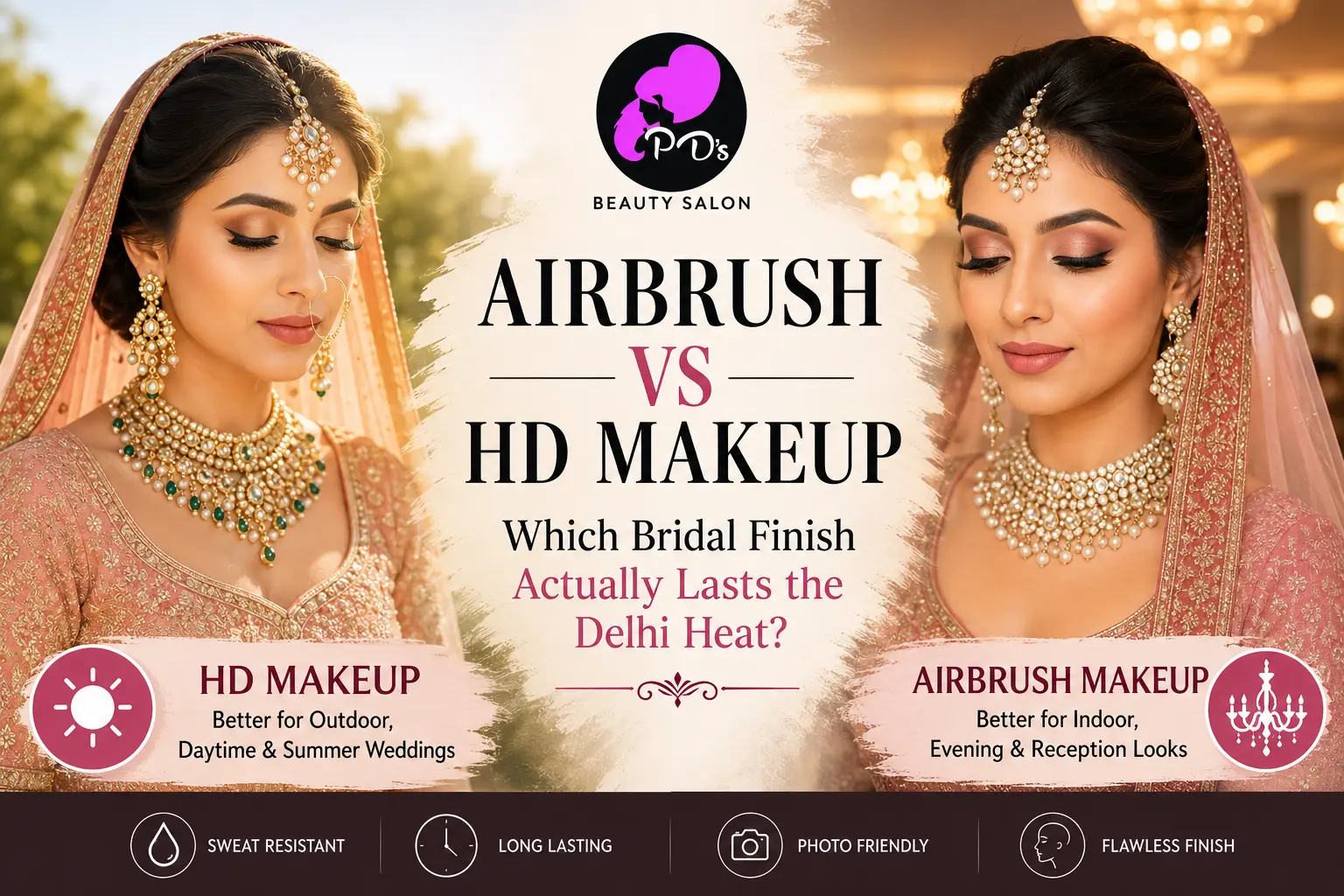 Airbrush vs HD Makeup comparison for Delhi brides